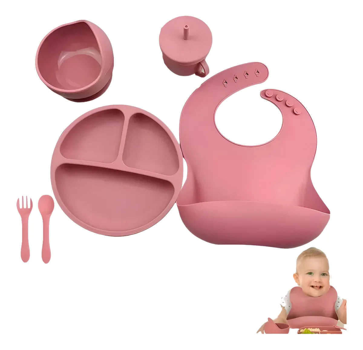Vajilla Silicona Set X6 Alimentos Bebe